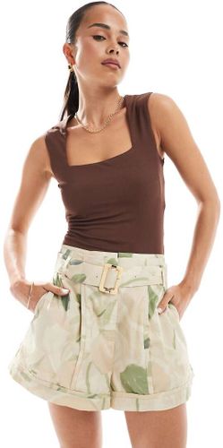 Short trapÃ¨ze habillÃ© Ã  imprimÃ© abstrait effet flou avec ceinture-Multicolore Multicolore 46 female - Asos Design - Modalova
