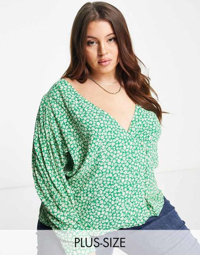 Curve - Blouse imprimÃ©e Ã  col V - Vert Vert 2XL female - Mango - Modalova