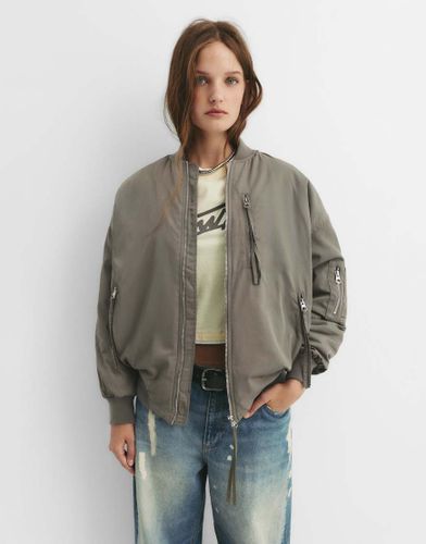 Pull & Bear - Bomber oversize - Kaki-Vert Vert L female - Pull&bear - Modalova