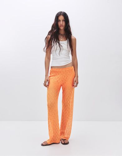 Pull & Bear - Pantalon ample en maille - Orange Orange S female - Pull&bear - Modalova