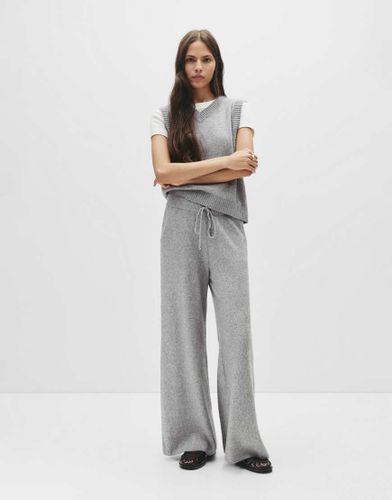 Pull & Bear - Pantalon droit en maille fine - Moyen chinÃ©-Gris Gris S female - Pull&bear - Modalova
