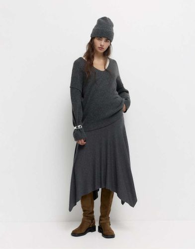 Pull & Bear - Pull en maille douce Ã  col V - Gris Gris L female - Pull&bear - Modalova