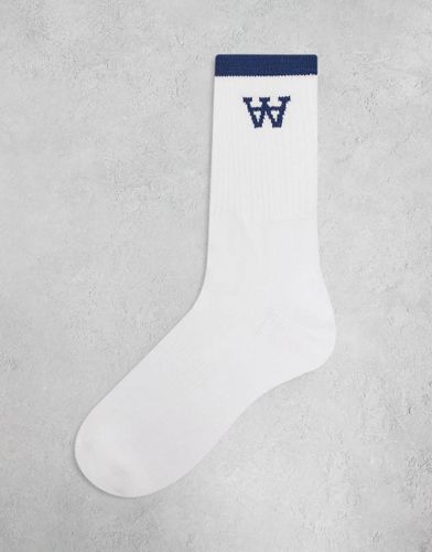 Chaussettes de tennis Ã  logo - Bleu Bleu 39-42 unisex - Double A By Wood Wood - Modalova