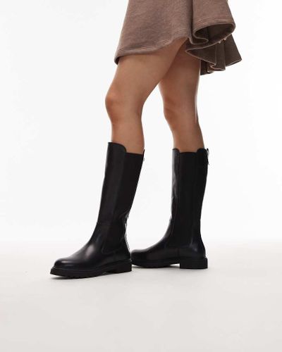 Bottes plates en cuir - Noir Noir 37 female - Tommy hilfiger - Modalova