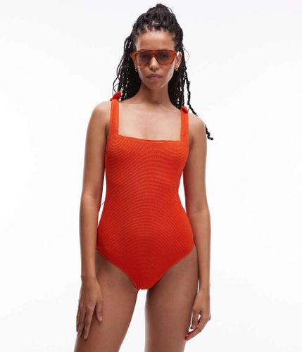 Maillot 1 pièce texturé à détail noué - Orange profond Orange 38 female - & Other Stories - Modalova