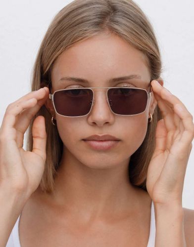 Billie - Lunettes de soleil aviateur rectangulaires - Marron chÃ¢taigne Marron No Size female - Lu Goldie - Modalova