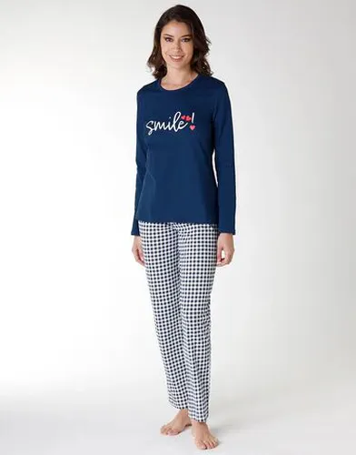 Pyjama en jersey long, bleu Bleu 42/44 - Lovable - Modalova