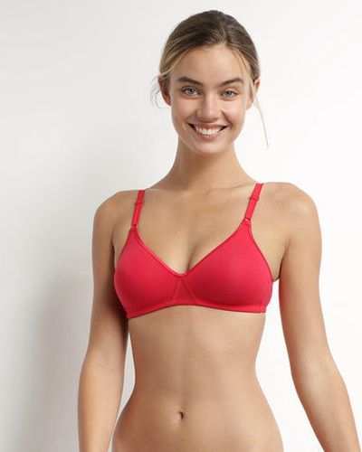 Soutien-gorge triangle sans armature en coton Rouge Daily Rouge 90B - Dim - Modalova