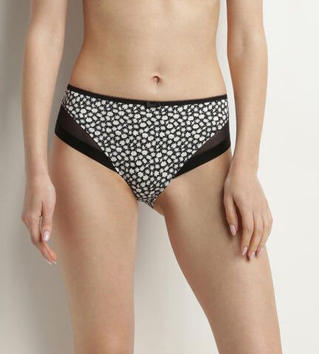Culotte midi en microfibre et tulle à fleurs Noir Blanc Generous Noir 48 - Dim - Modalova