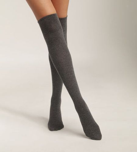 Chaussettes maxi hautes en coton Anthracite Chiné Gris 35/38 - Dim - Modalova