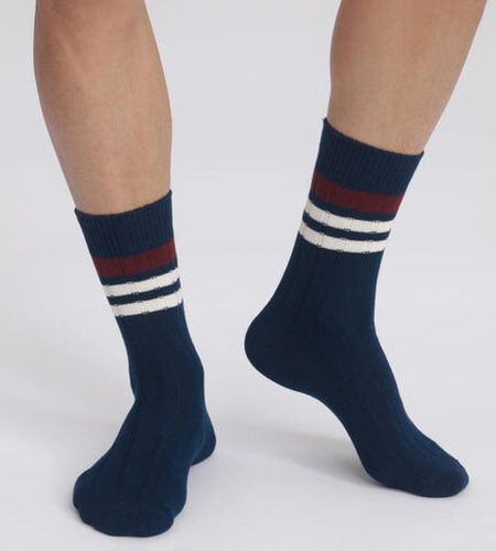 Chaussettes en maille côtelée à rayures Marine Bambou Bleu 39/42 - Dim - Modalova