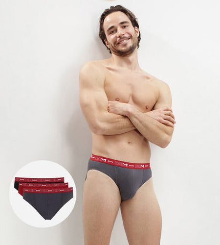 Lot de 3 slips gris, rouge chili et noir Coton Stretch Gris 6 - Dim - Modalova