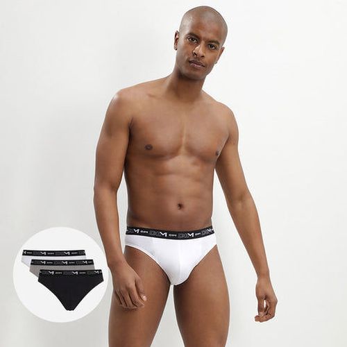 Lot de 3 slips noir, gris et blanc en coton stretch Noir 4 - Dim - Modalova