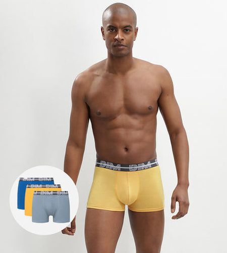 Lot de 3 boxers coton stretch ceinture graphique bleu Powerful Bleu 2 - Dim - Modalova