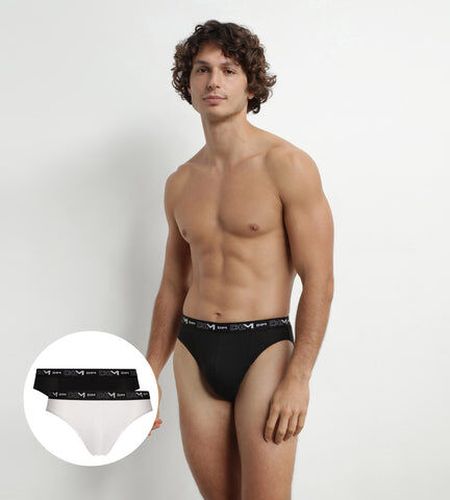 Lot de 2 slips Noir Blanc ceinture contrastée Coton Stretch Noir 6 - Dim - Modalova