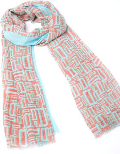 Foulard imprimé signature - Menthe et corail - 70x180 cm - Draeger - Modalova