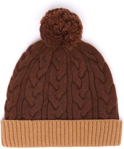 Bonnet Bicolore Avec Pompon - Cognac et Camel - Draeger - Modalova