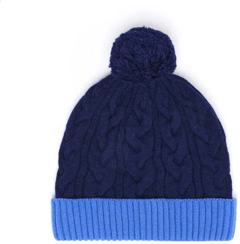 Bonnet Bicolore Avec Pompon - Bleu marine - Draeger - Modalova