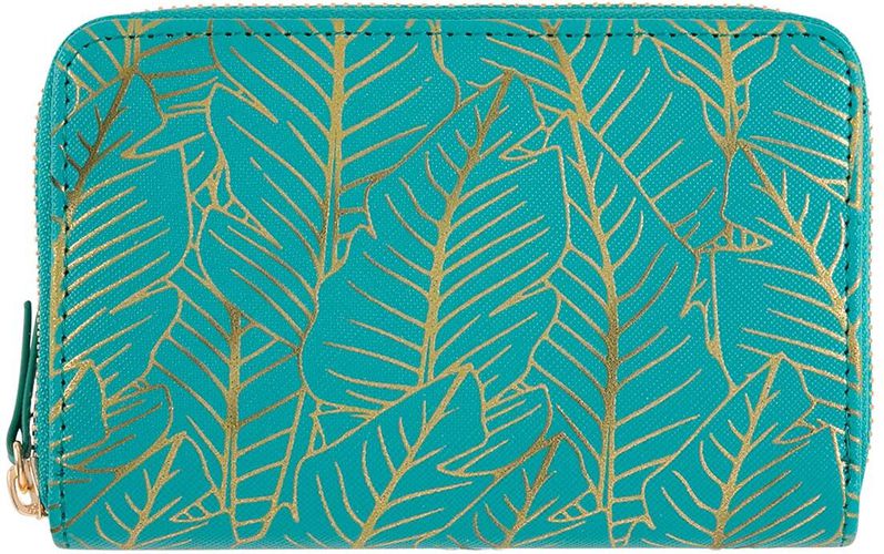 Portefeuille - feuilles dorées - turquoise - Draeger - Modalova