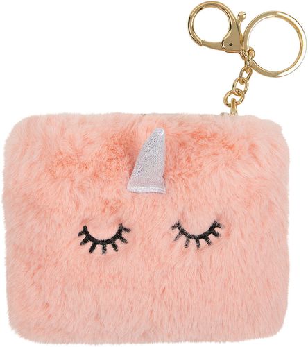 Porte-monnaie peluche Licorne rose - Draeger - Modalova