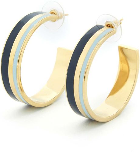 Boucles d'oreilles Créoles Tokyo émail bleu & lavande - Draeger - Modalova