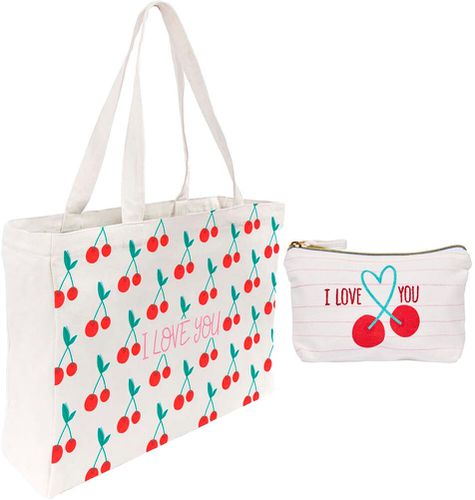 Kit Tote Bag & Pochette Family Pop - Cerise - Draeger - Modalova