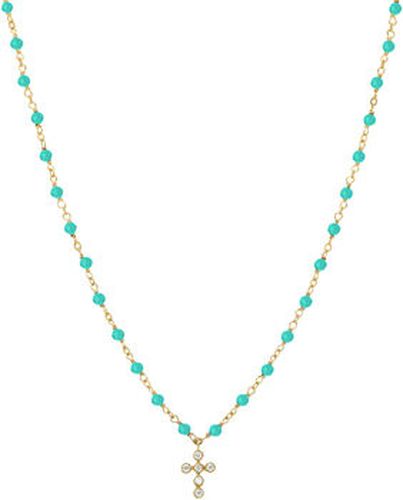 Collier Collier Argent Doré Croix En Zirconium Blanc Et Pierres Doré - Orusbijoux - Modalova