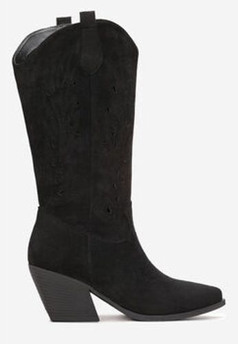Bottines Bottes Santiags mi- mollet ajourée, Noir Noir - Vera Collection - Modalova