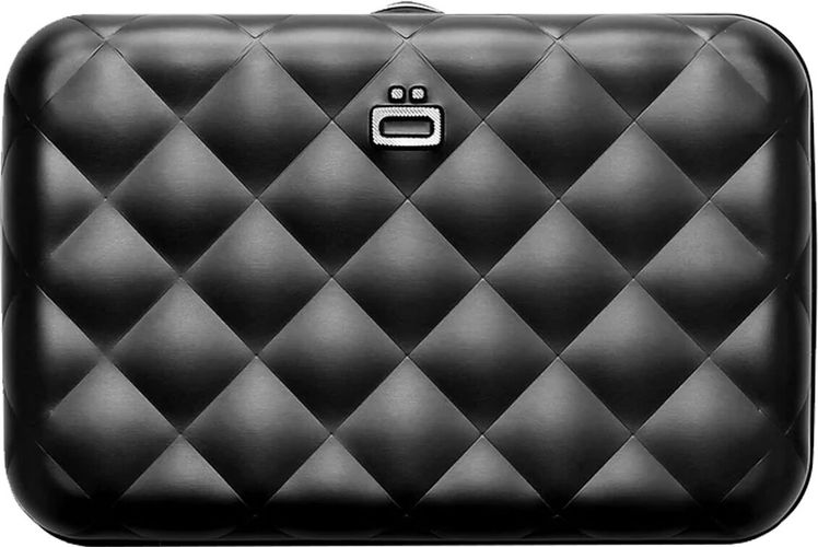 Porte cartes matelassé en aluminium Quilted Button Ögon Noir - OGON - Modalova