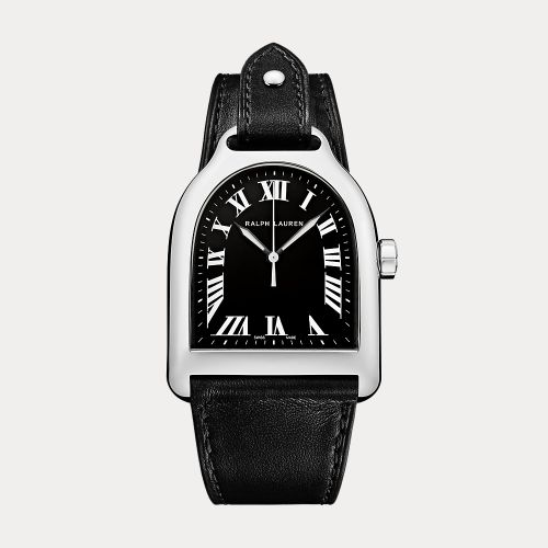 Modèle large en acier cadran noir - Ralph Lauren - Modalova