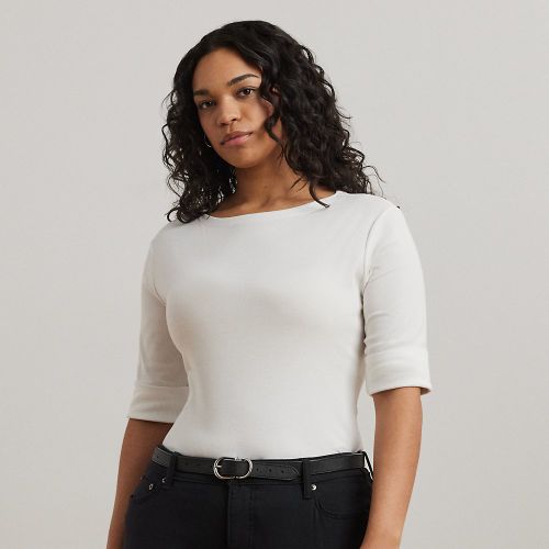 Grandes Tailles - Haut encolure bateau coton stretch - Lauren Curve - Modalova