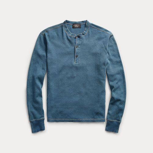 T-shirt col tunisien en jacquard indigo - RRL - Modalova