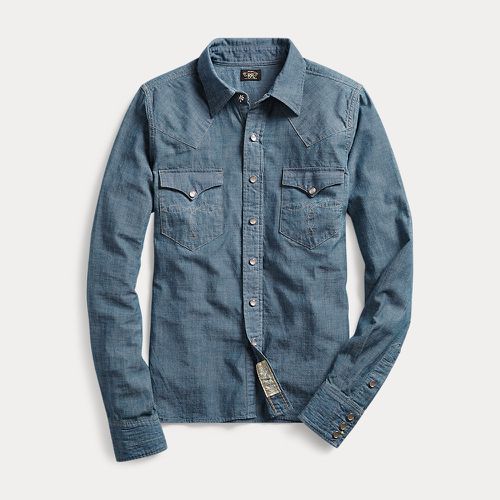 Chemise western en chambray indigo - RRL - Modalova