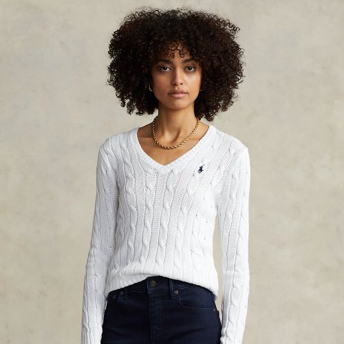 Pull col en V torsadé en coton - Polo Ralph Lauren - Modalova