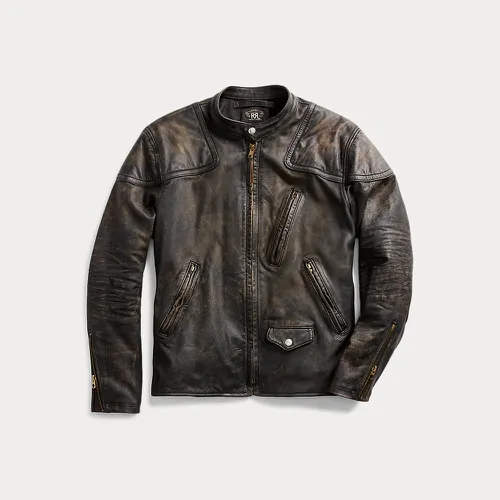 Veste moto cintrée en cuir - RRL - Modalova