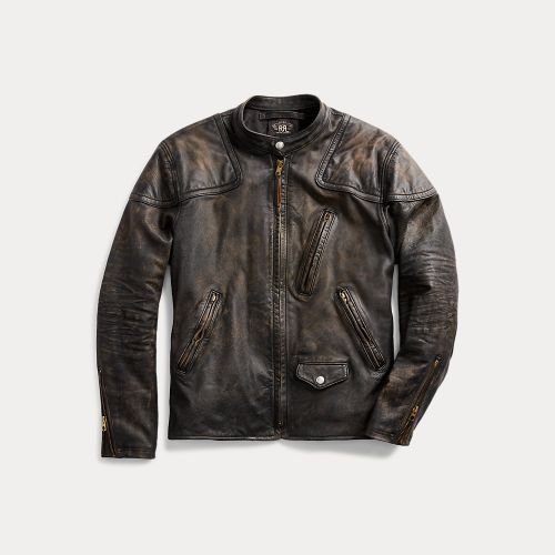 Veste moto Slim Fit en cuir - RRL - Modalova