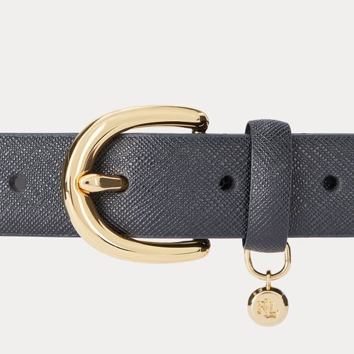 Ceinture cuir hachure croisée à breloque - Lauren - Modalova