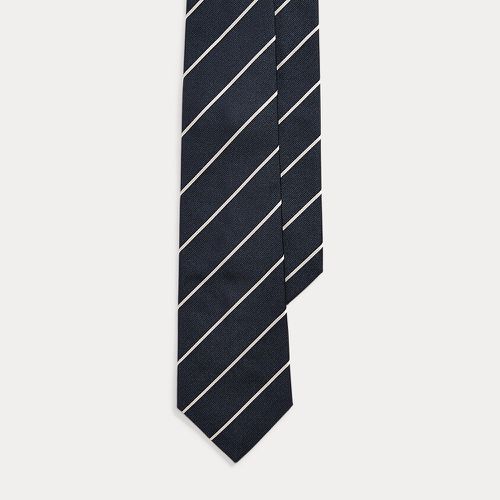 Cravate rayée en faille de soie - Purple Label - Modalova