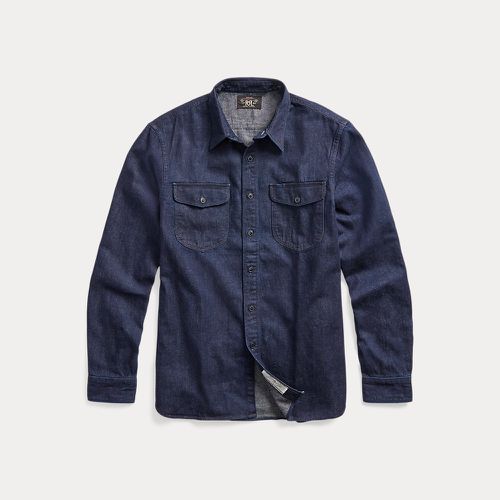 Chemise workwear denim coton lin indigo - RRL - Modalova