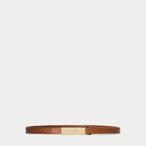 Ceinture fine en cuir à logo - Lauren - Modalova