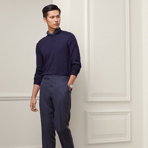 Pantalon Gregory fait main soie et lin - Purple Label - Modalova