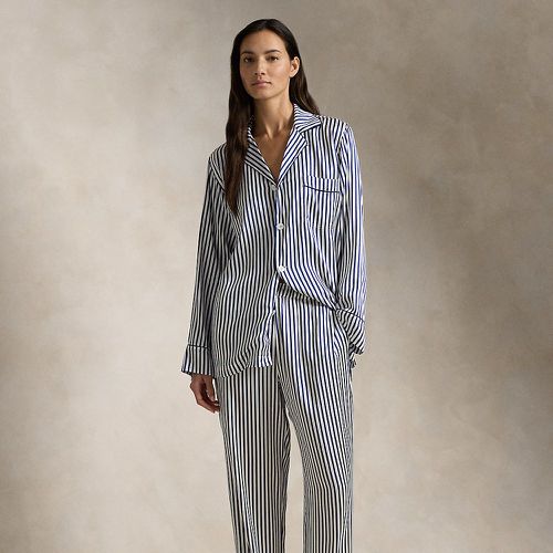 Pyjama manches longues en soie rayée - Polo Ralph Lauren - Modalova