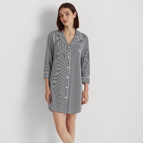 Chemise de nuit rayée en jersey de coton - Lauren - Modalova