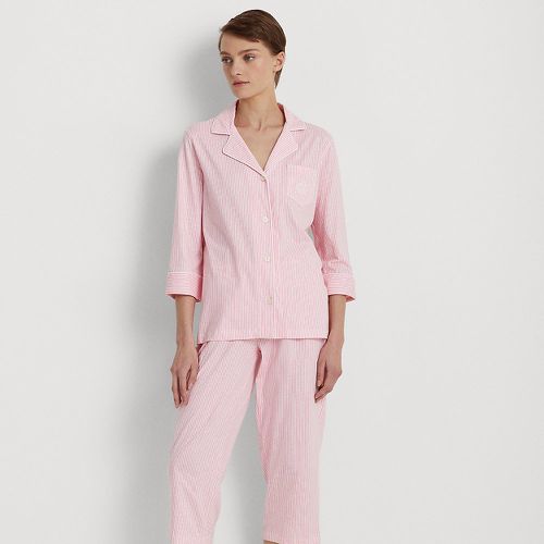 Pyjama capri rayé en jersey de coton - Lauren - Modalova