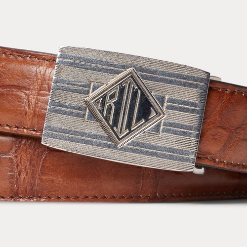 Ceinture monogramme alligator tanné - Purple Label - Modalova