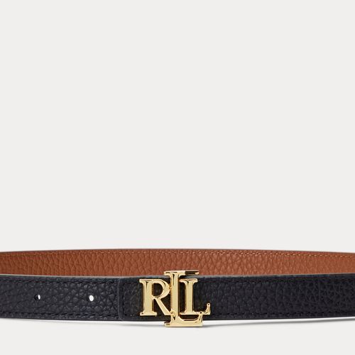 Ceinture fine réversible à logo en cuir - Lauren - Modalova