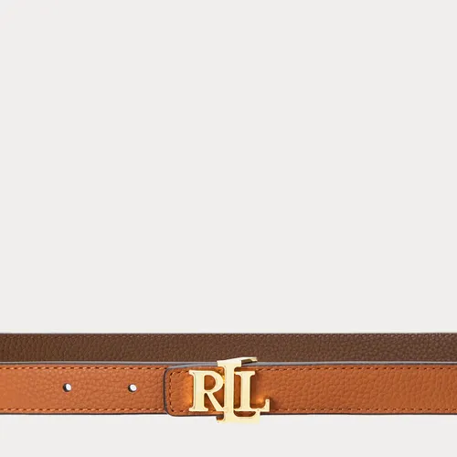 Ceinture fine réversible à logo en cuir - Lauren - Modalova