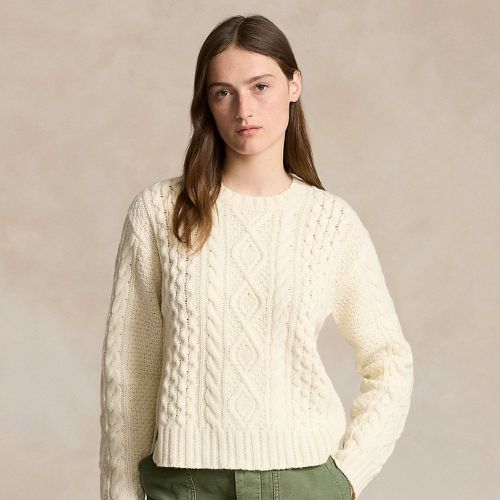 Pull col rond en tricot d'Aran en laine - Polo Ralph Lauren - Modalova