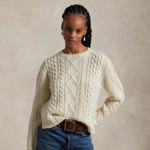 Pull col rond en tricot d'Aran en laine - Polo Ralph Lauren - Modalova