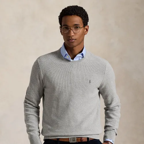 Pull à col rond en coton piqué - Polo Ralph Lauren - Modalova